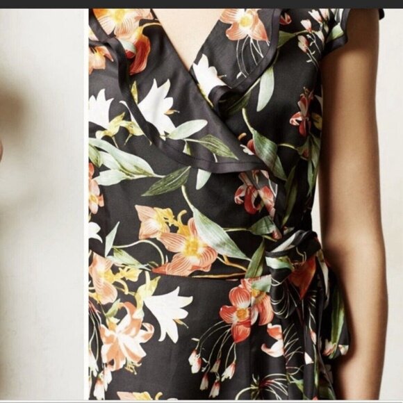 Anthropologie Hibiscus Floral Wrap Dress (Size 4) Hi There from Karen Walker - Picture 4 of 9